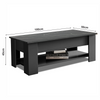 Modern Sliding Top Coffee Table with Bottom Shelf and Hidden Storage Tea Table