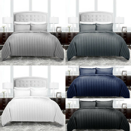 Luxury Reversible Satin Duvet Quilt Cover Bedding Set Single Double King Size