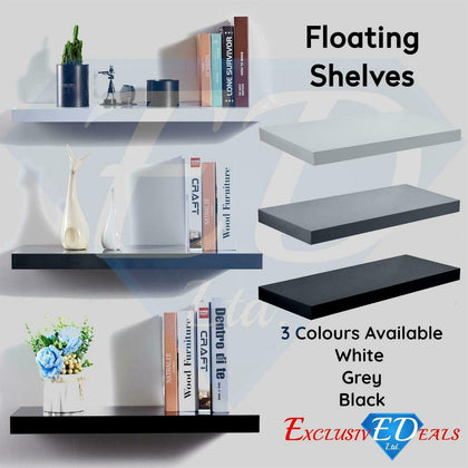 High Gloss Floating Display Shelves Wall Mounted Hidden Bracket Shelf In 5 Sizes