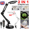 LED Desk Lamp 5X Magnifier Glass Light Stand Clamp Foldable Beauty Magnifying UK