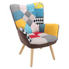 Upholstered Patchwork Armchair Padded Seat Wingback Chair Lounge Sofa Footstool