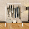 Metal Clothes Double Rail Heavy Duty Garment Hanging Rack Shelf Display White UK