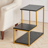 3 Tiers Sofa End Side Coffee Table Bedside Table Night Stand Lamp Marble Effect