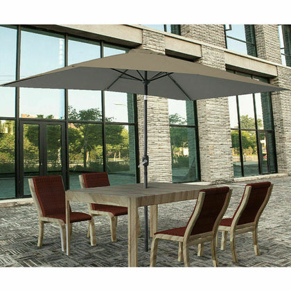 3 x 2m Garden Aluminium Parasol Patio Sun Shade Umbrella with Tilt Crank Brown