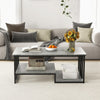 Modern Faux Marble Coffee Table 2-Tier Rectangular Accent Table Chic Cocktail