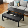 Wooden Coffee Table with Sliding Top Hidden Storage Half Lift Up Top Black/White