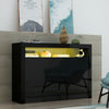 Modern Black High Gloss 3 Doors Matt Sideboard Cabinet Cupboard RGB LED Lights