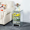 Mirrored Glass Chest Drawer Table Glass Bedside Table Mirrored Bedroom Furniture (Transparent)
