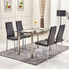 Dining Table and Chairs Set Faux Leather Chrome Legs Kitchen Livingroom Black UK