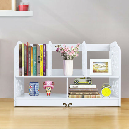 2 Tier Desk Bookshelf Desktop Storage Organizer Display Shelf Rack Multipurpose