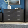 Wide Chest of 6 Drawers Black Bedroom Storage Drawers Metal Runners