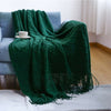 100% Acrylic Knit Throw Blanket Warm Decor Blanket with Tassels for Couch Bed