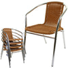 Tan Bistro Chair Wicker Chrome Aluminium Outdoor Garden Patio Seating Stacking