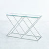 Modern Console Table Side Table with Clear Tempered Glass and Chrome Cross Legs