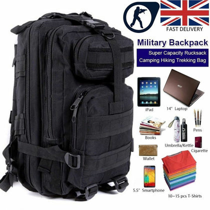 TACTICAL 30 LITRE RUCKSACK MOLLE BAG BRITISH ARMY HIKING DAYSACK CADET MTP CAMO