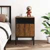 Mondeer Bedside Table Retro End Table with Metal Legs Removable Divider Brown
