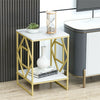 Large Marble Topped Nest Side Table Vintage Geometry Coffee End Table Lamp Stand