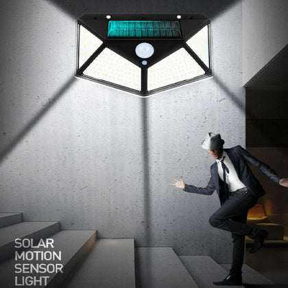 1x 100LED Solar Power PIR Motion Sensor Wall Lights Outdoor Garden Security Lamp