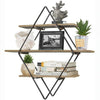 Rustic Wood Geometric Style Wall Floating Shelves for Bedroom Bathroom Kitchen