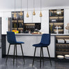 2× Velvet Breakfast Bar Stools Soft Padded Seat Kitchen Pub Modern Grey / Blue