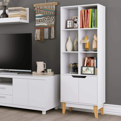 6 Cubes Bookshelf Storage Unit With 2 Door Cupboard Display Shelving Bookcase