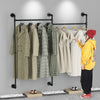 Industrial Pipe Clothes Rail Wall Mounted Garment Coat Rack Heavy Duty Long Pole