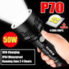 Rechargeable 120000 lumens P70 High Power LED Flashlight USB Torch + Battery UK