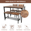Dining Table and Chairs Set Wooden Steel Frame 2/4 Seat Modern Kitchen Set Brown