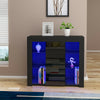 Modern Black 1 Door Cabinet Large Storage Buffet Cupboard Sideboard LED Lights