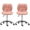 2x Cushioned Computer Desk Office Chair Chrome Legs Lift Swivel Adjustable Small