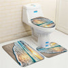 4pcs Shower Curtain Waterproof Bathroom Bath Mat Lid Toilet Rug Non-Slip Set UK