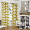Luxury Chevron Zig Zag Lines Ready Made Lined Eyelet Curtains Set Pair Ring Top