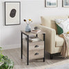 Nightstand End Table with 2 Drawers,Bedside Table With Strong Metal Frame,Gray