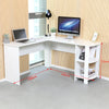 White L-Shaped Computer Desk Corner PC Table w/ Shelves Workstation Home Office