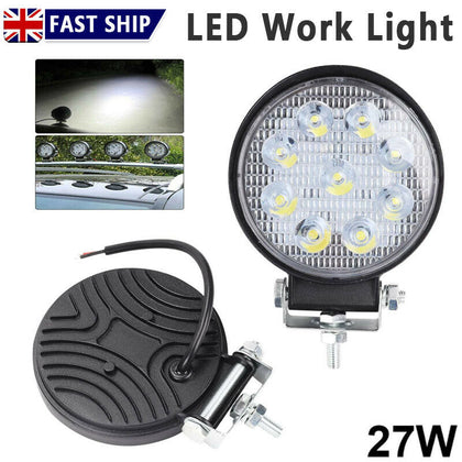 27W LED Work Light Flood Spot Lights Driving Lamp Offroad Car Van Truck SUV