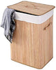 Bamboo laundry hamper clothes storage foldable basket organizer bag lid single