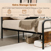 Single Size Bed Frame Platform Metal Slats Support Bed W/ Industrial Headboard