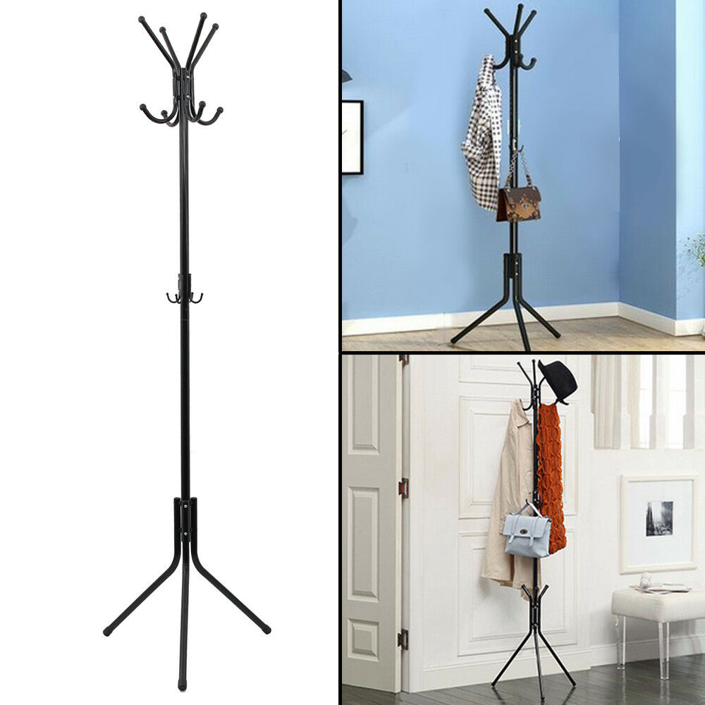 Freestanding 8 Hook Hat and Coat Stand Clothes Hanger Hang Room Stainless hot