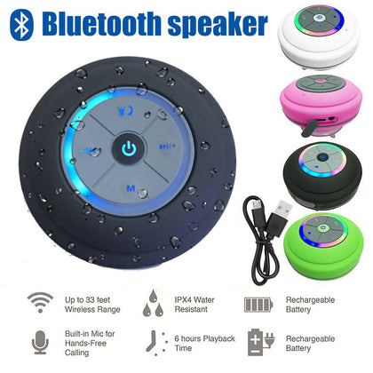 Waterproof LED Bluetooth Wireless Speaker Shower Portable For iPhone Samsung LG