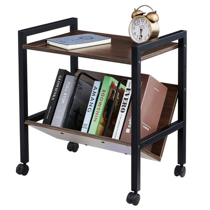 2 Tier End Coffee & Bedside Table for Living Room Bedroom Kitchen Study in Brown