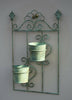 Rustic Green Metal Garden Wall Hanger Planter with 2 Pot