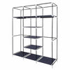 Grey Fabric Canvas Wardrobe With Clothes Hanging Rail Shelves Storage Cupboard