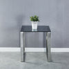 55cm Square Coffee Table with Clear Grey Tempered Glass Top & Chrome Base Design