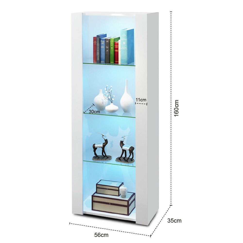 High Gloss White Display Cabinet Sideboard Unit Cupboard Living Room with LED