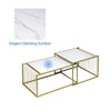 Set of 2 Extentable Marble Vein Coffee Table Nested Table Metal Leg Living Room