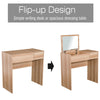 Dressing Table Set Cushioned Stool Flip-up Mirror Drawer Chipboard Wood