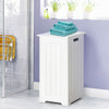 Laundry Basket Bathroom Bin Clothes Storage Wooden Chest Hinged Lid Hamper White