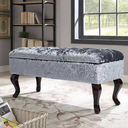 Ottoman Storage Box Trunk Chest Bedding Blanket Large Velvet Bench Pouffe Seat