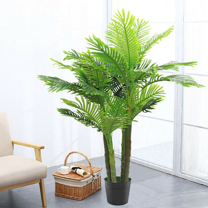 2 x Artificial Palm Tree Green Fake Decorative Plant Indoor Outdoor Garden w/Pot