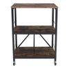 Moving Rustic Side End Table Wooden Storage Bookcase Industrial Shelf Cart Unit